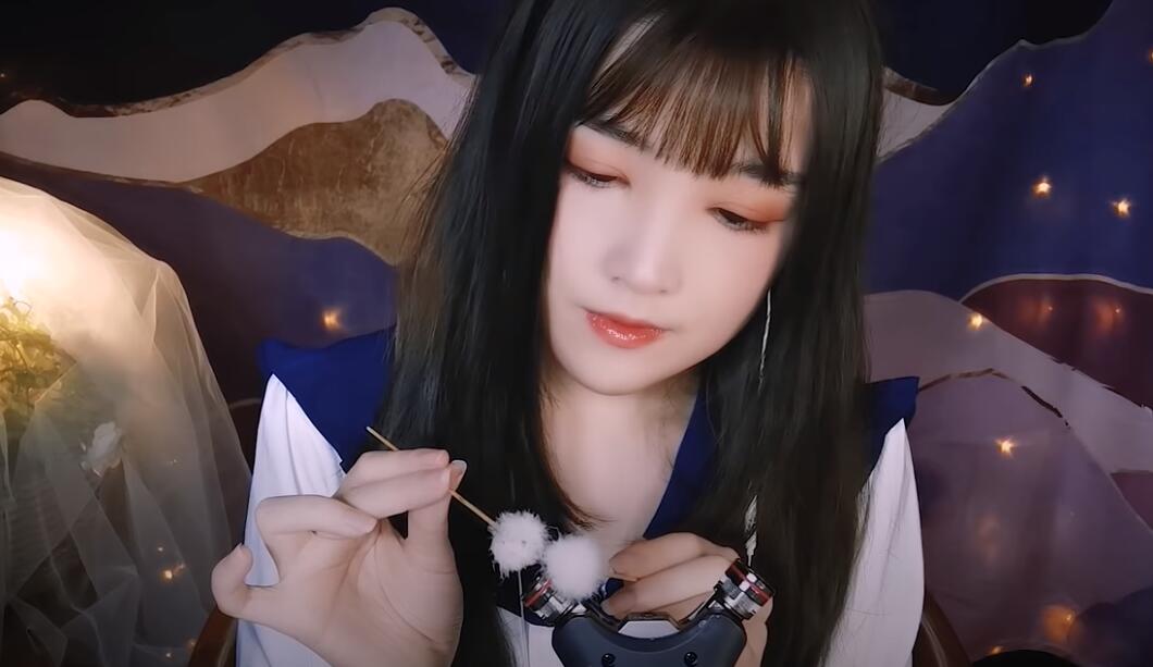 [ASMR] 【ASMR少寒117】采耳哄睡，双耳道按摩，鹅毛耳勺清理耳道（含人声）-助眠音声网